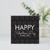 Valentinstag Scribble Hearts Pink Black Karte (Stehend Vorderseite)