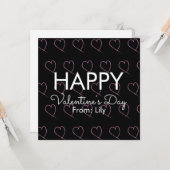 Valentinstag Scribble Hearts Pink Black Karte (Vorderseite/Rückseite Beispiel)