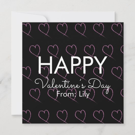 Valentinstag Scribble Hearts Pink Black Karte (Vorderseite)