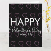Valentinstag Scribble Hearts Pink Black Karte (Gelbe Blume)