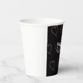 Valentinstag Scribble Hearts Pink Black Pappbecher (Rechts)