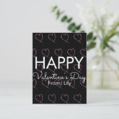 Valentinstag Scribble Hearts Pink Black Postkarte (Stehend Vorderseite)