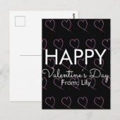 Valentinstag Scribble Hearts Pink Black Postkarte (Vorne/Hinten)