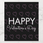 Valentinstag Scribble Hearts Pink Black Weinetikett (Einzelnes Label)