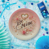 Valentinstag Sei mein Design mit Herz, Zitat Pappteller (Party)