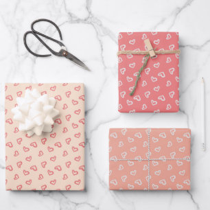 Valentinstag Set von 3 Packpapier Geschenkpapier Set