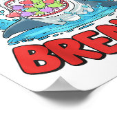 Valentinstag Shark Heart Breakfast Funny Boys Kind Poster (Ecke)