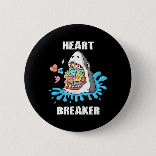 Valentinstag Shark Heart Breakfast Jungs Kinder Button (Vorderseite)