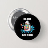 Valentinstag Shark Heart Breakfast Jungs Kinder Button (Vorne & Hinten)