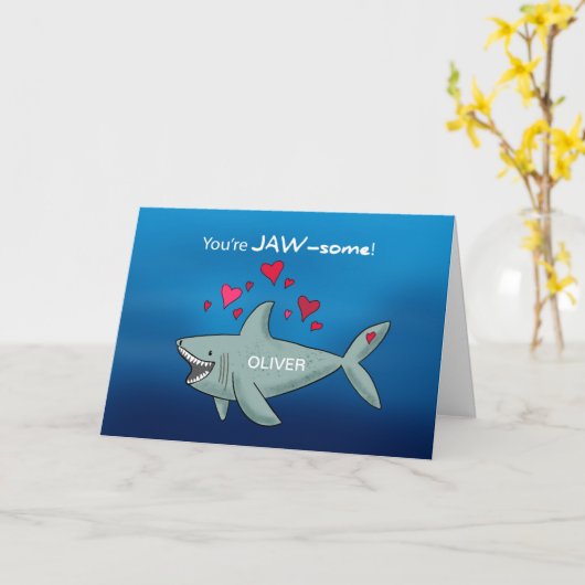Valentinstag Shark Karte (Gelbe Blume)