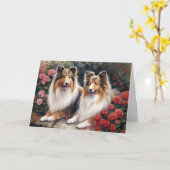 Valentinstag Sheltie Karte (Gelbe Blume)