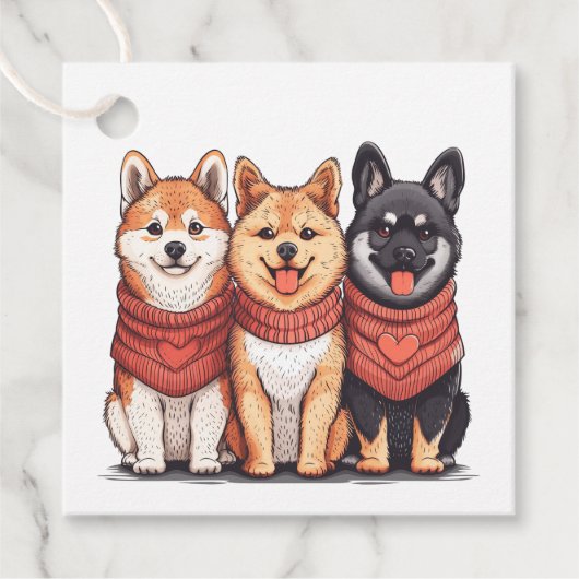Valentinstag Shiba Inu Hunde Geschenkanhänger (Vorderseite)