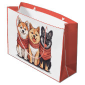 Valentinstag Shiba Inu Hunde Große Geschenktüte (Rückseite Schrägansicht)