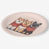 Valentinstag Shiba Inu Hunde Pappteller (Schrägansicht)