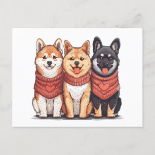 Valentinstag Shiba Inu Hunde Postkarte