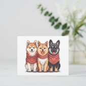 Valentinstag Shiba Inu Hunde Postkarte (Stehend Vorderseite)