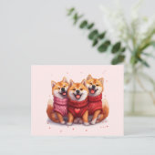 Valentinstag Shiba Inu Hunde Postkarte (Stehend Vorderseite)