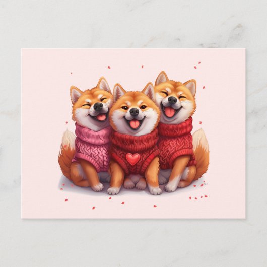 Valentinstag Shiba Inu Hunde Postkarte (Vorderseite)