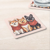 Valentinstag Shiba Inu Hunde Rechteckiger Pappuntersetzer (angewinkelt)