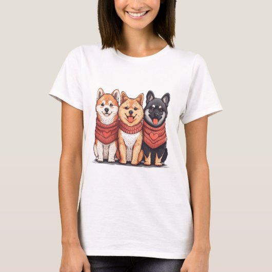 Valentinstag Shiba Inu Hunde T-Shirt (Vorderseite)
