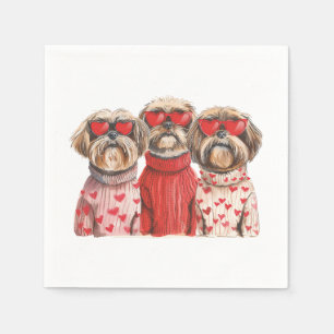 Valentinstag Shih Tzu Dogs Serviette