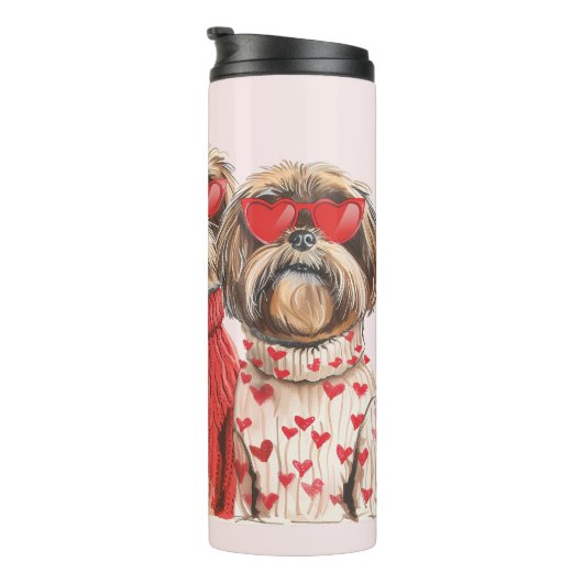 Valentinstag Shih Tzu Dogs Thermosbecher (Nach rechts gedreht)