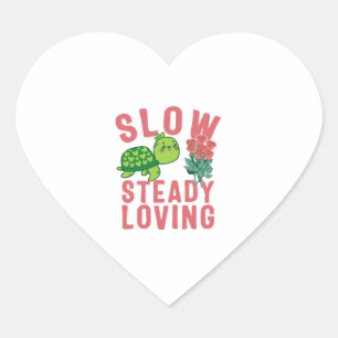 Valentinstag Shirt, Langsames, stetig liebendes He Herz-Aufkleber