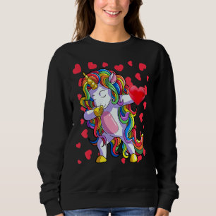 Valentinstag-Shirt Mädchen Frauen Dabbing Einhorn Sweatshirt