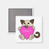 Valentinstag siamesische Katze mit rosa Herz Magnet (Vorderseite/Rückseite)