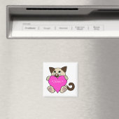 Valentinstag siamesische Katze mit rosa Herz Magnet (In Situ (Geschirrspüler))