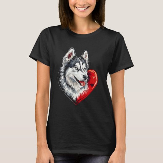 Valentinstag sibirischer Husky T-Shirt (Vorderseite)