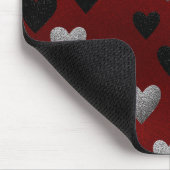 Valentinstag Silber Schwarzes Glitter-Herzen auf B Mousepad (Ecke)