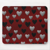 Valentinstag Silber Schwarzes Glitter-Herzen auf B Mousepad (Vorne)