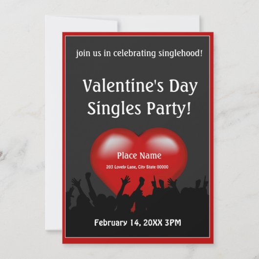 Valentinstag Single Party Einladung (Vorderseite)