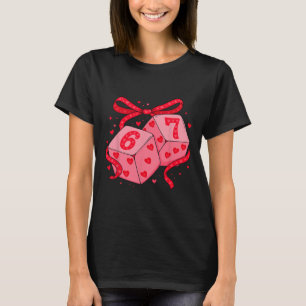 Valentinstag Six Seven Süße Würfel Kokette Schleif T-Shirt