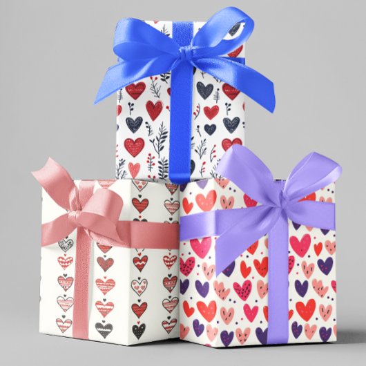 Valentinstag Skandinavien Herz Geschenkpapier Set