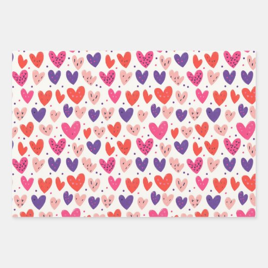 Valentinstag Skandinavien Herz Geschenkpapier Set (Vorderseite 3)