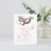 Valentinstag Sloth Birthday Party Hearts Postkarte (Stehend Vorderseite)