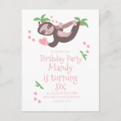 Valentinstag Sloth Birthday Party Hearts Postkarte (Vorderseite)