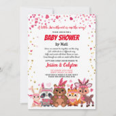 Valentinstag Sloth Girl Babydusche per Mail Pink Einladung (Vorderseite)