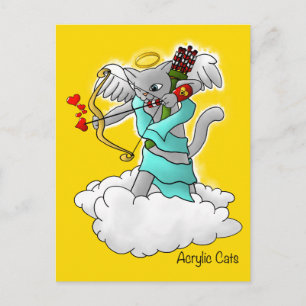 Valentinstag Smokey Gray Cupid Cat Feiertagspostkarte