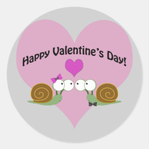 Valentinstag Snails Runder Aufkleber