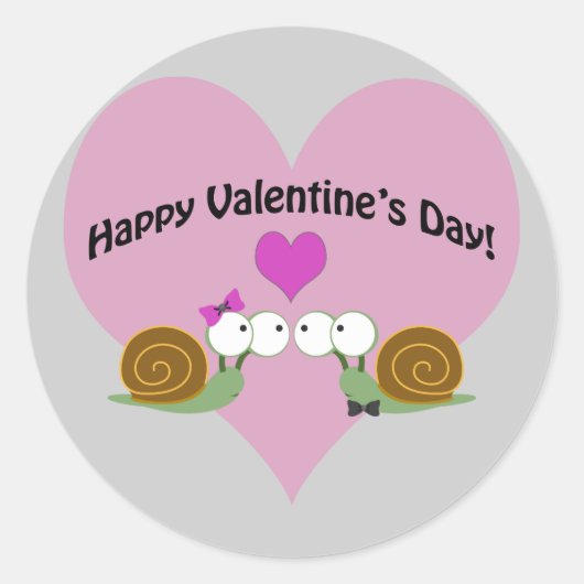 Valentinstag Snails Runder Aufkleber (Vorderseite)
