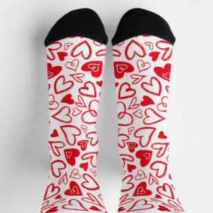 Valentinstag Socken. Verrückte rote Herzen Socken