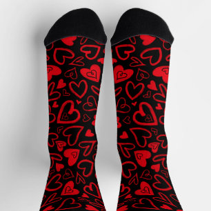 Valentinstag Socks Crazy lustige Herzen rot & schw Socken