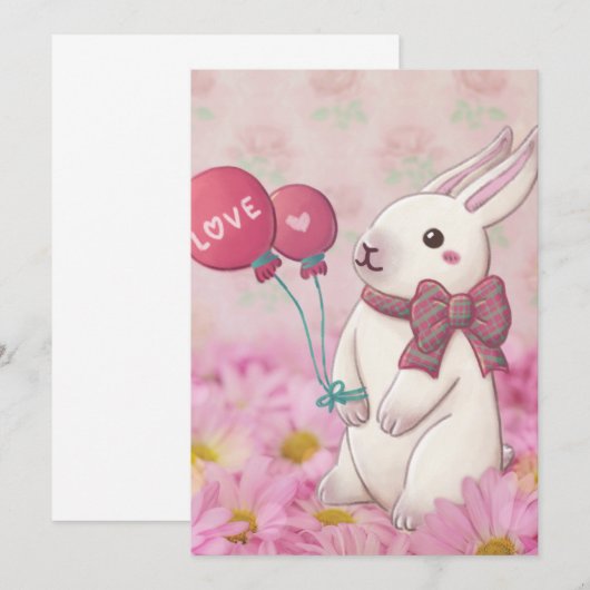 Valentinstag: Sonne & Blume Einladung (Vorne/Hinten)