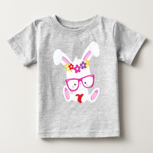 Valentinstag Sonnenhase, Weißer Sonnenschein, Bril Baby T-shirt (Vorderseite)
