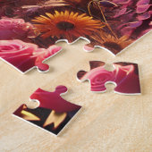 Valentinstag-Sonnenuntergangs-Blumenpfad Romantisc Puzzle (Seite)