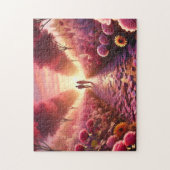 Valentinstag-Sonnenuntergangs-Blumenpfad Romantisc Puzzle (Vertikal)