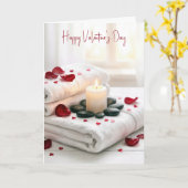 Valentinstag-Spa mit Rosenblättern Karte (Gelbe Blume)